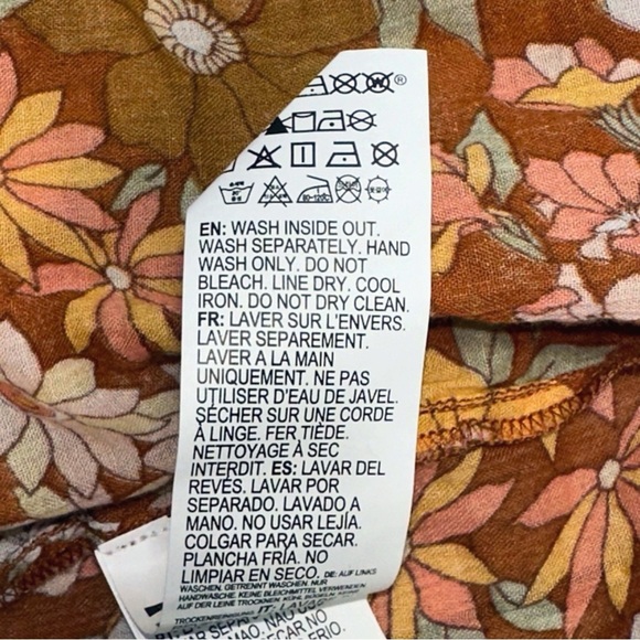 Billabong X The Salty Blonde Brown Floral Ruffled Tie-Front Blouse Size M - Picture 9 of 12